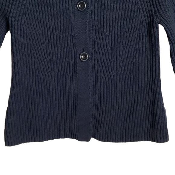 H&M Navy Blue Ribbed Knit Button-Up Cardigan Sweater For Women - Picture 5 of 5